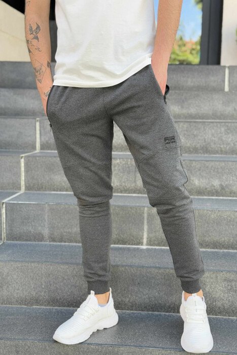 ZIPPER POCKETS SMALL LOGO MEN JOGGERS DARK GREY/GEE - 1