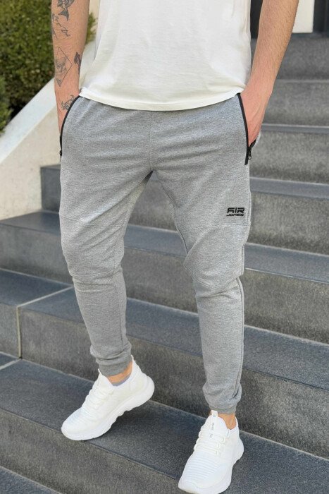 ZIPPER POCKETS SMALL LOGO MEN JOGGERS GREY/GRI - 1