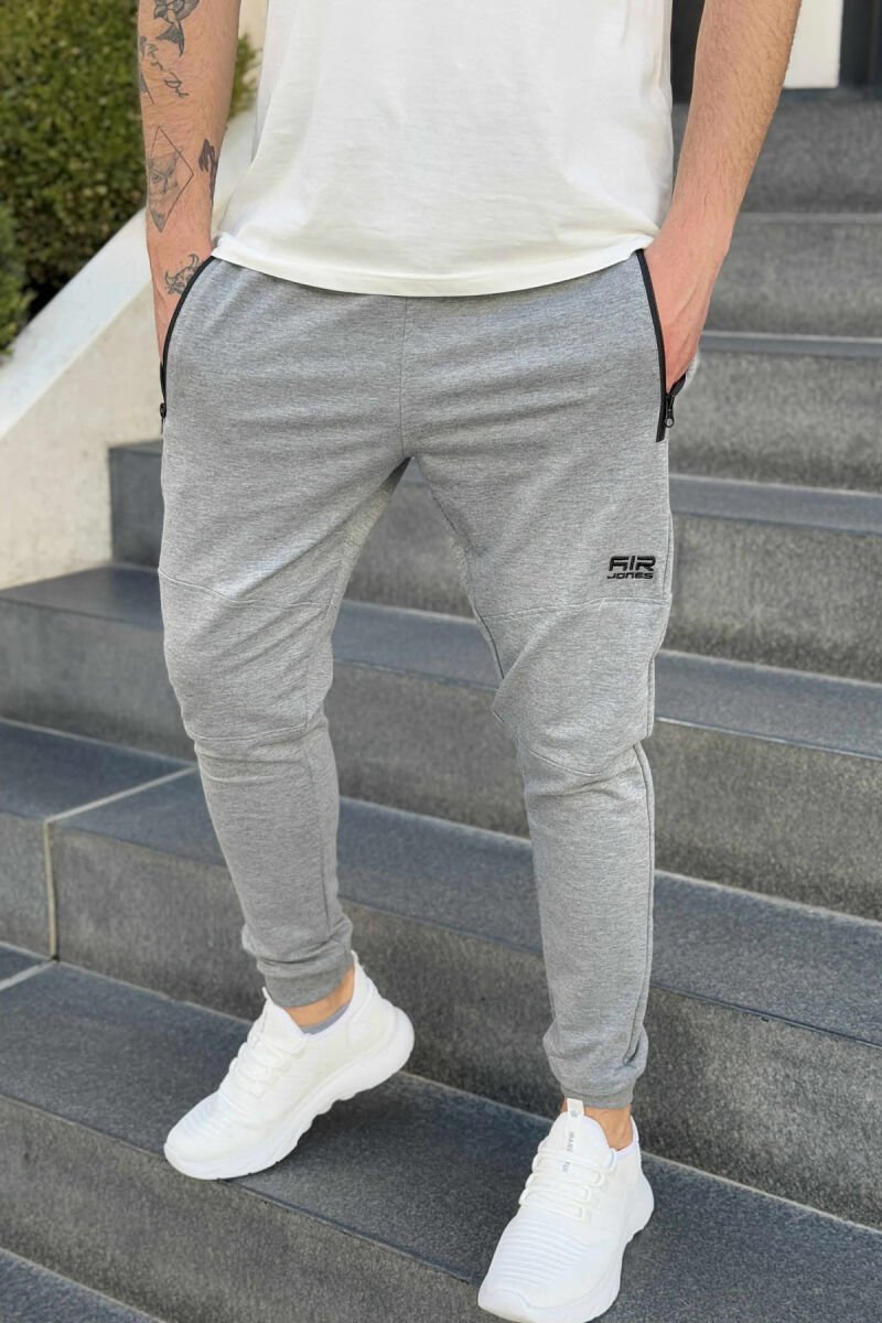 ZIPPER POCKETS SMALL LOGO MEN JOGGERS GREY/GRI - 1