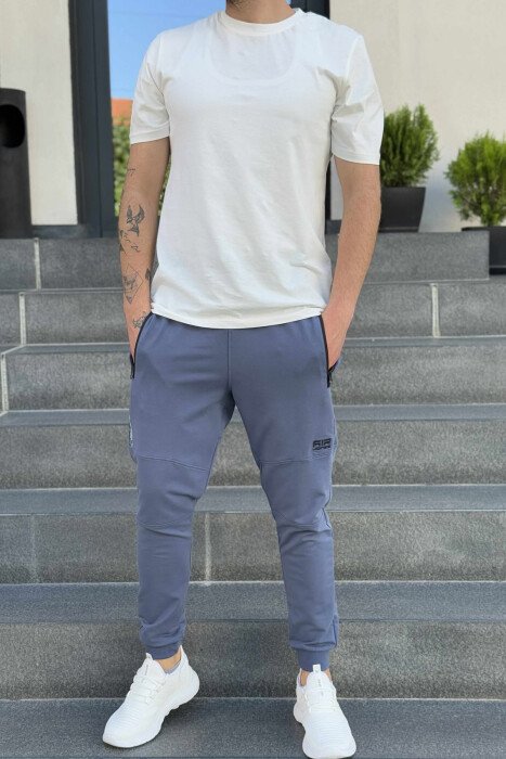 ZIPPER POCKETS SMALL LOGO MEN JOGGERS LIGHTBLUE/BZ - 2