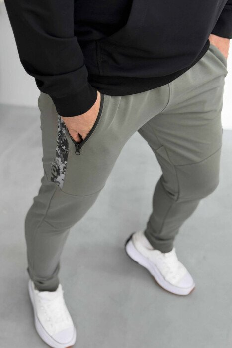 ZIPPER POCKETS SMALL LOGO MEN JOGGERS OLIVE/ULLI - 3