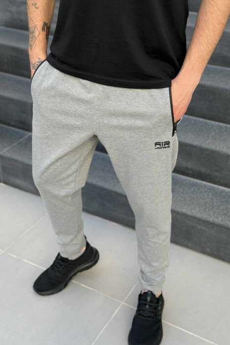 ZIPPER POCKETS SMALL LOGO MEN SWEATPANTS GREY/GRI 