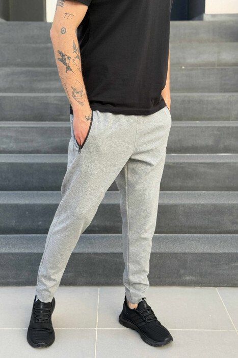 ZIPPER POCKETS SMALL LOGO MEN SWEATPANTS GREY/GRI - 3