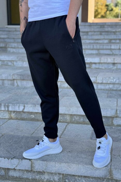 ZIPPER POCKETS SMALL LOGO MEN SWEATPANTS MIDNIGHT BLUE/BLU MESNATE - 4