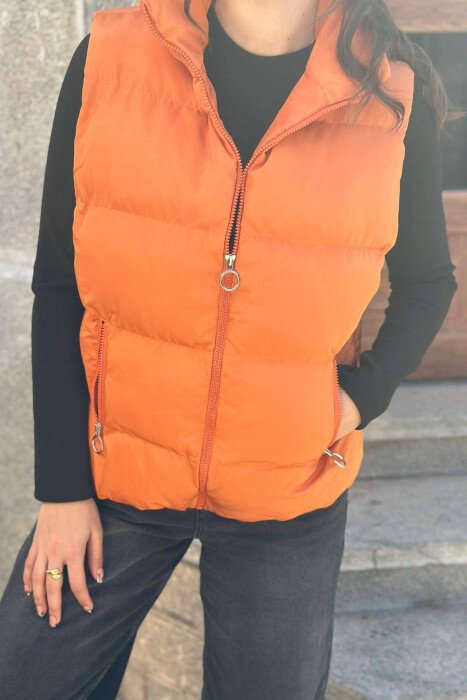 ZIPPER POCKETS WOMEN VEST ORANGE/PORTOKALLI - 1