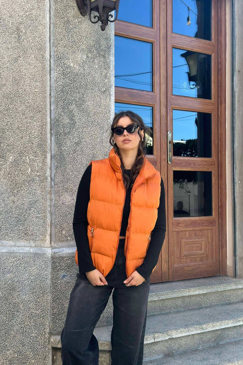 ZIPPER POCKETS WOMEN VEST ORANGE/PORTOKALLI - 2