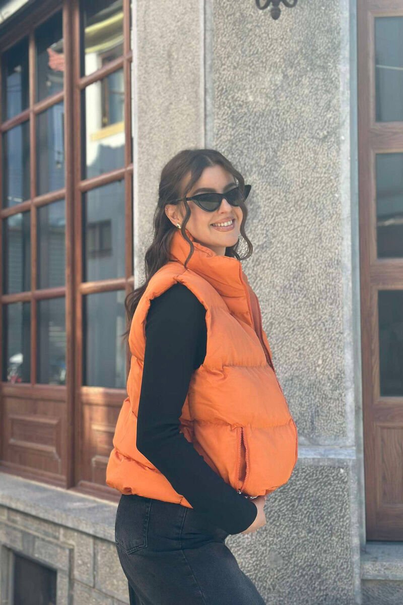 ZIPPER POCKETS WOMEN VEST ORANGE/PORTOKALLI - 3