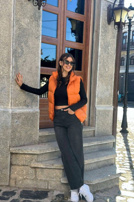 ZIPPER POCKETS WOMEN VEST ORANGE/PORTOKALLI - 4