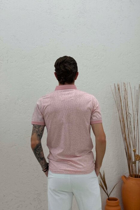 ZIPPER POLO NECK MEN T-SHIRT POWDER/PUDER - 4