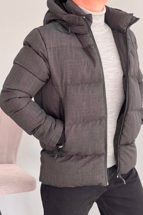 ZIPPERED MEN PUFFER JACKET BLACK/ E ZEZE - KLAUDIO FASHION