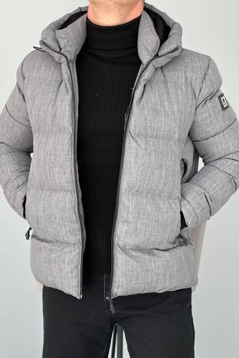 XHUP ME PUSH ME KAPUC PËR MESHKUJ NË NGJYRËN GRI E ZBARDHUR - KLAUDIO FASHION