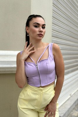 ZIPPER SIMPLE WOMAN TANK TOP PURPLE/LEJLA 