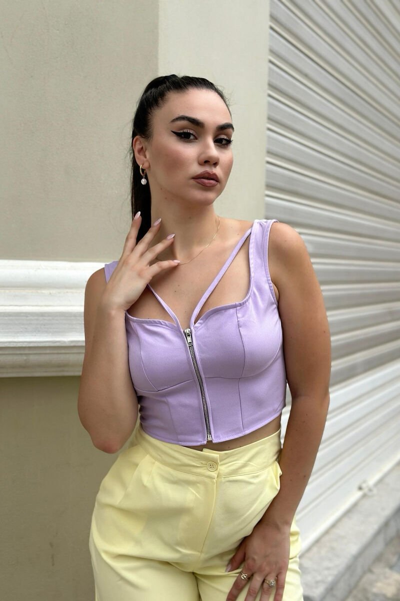 ZIPPER SIMPLE WOMAN TANK TOP PURPLE/LEJLA - 1