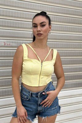 ZIPPER SIMPLE WOMAN TANK TOP YELLOW/E VERDHE - 1