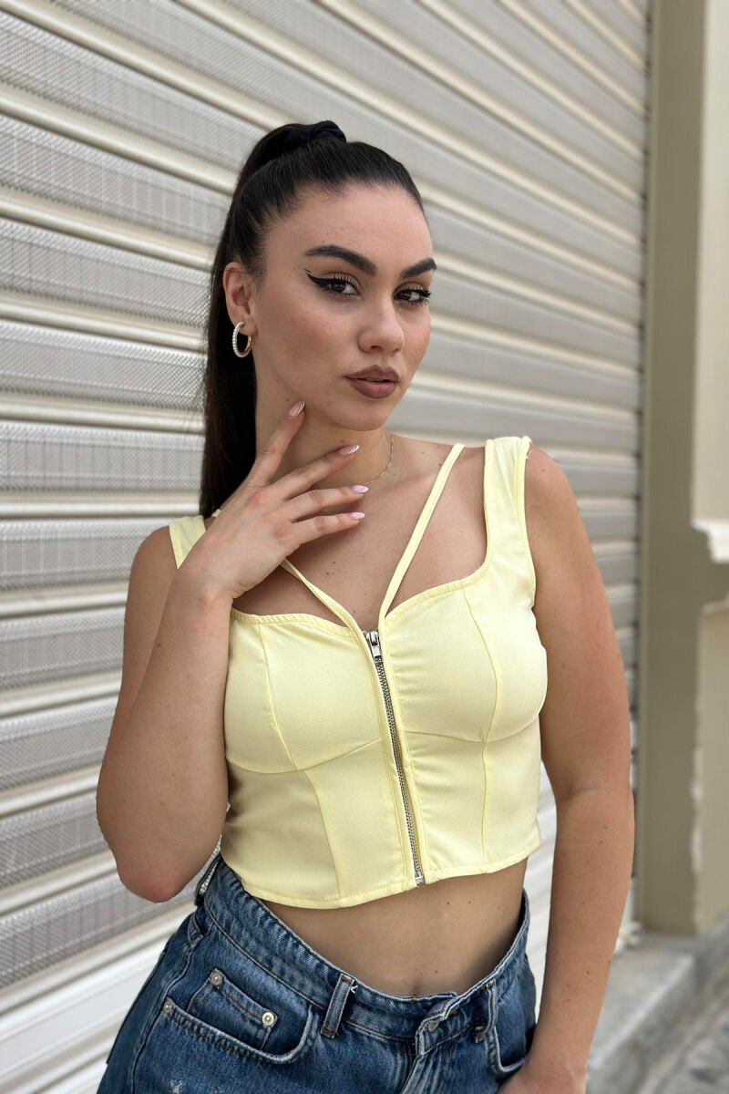 ZIPPER SIMPLE WOMAN TANK TOP YELLOW/E VERDHE - 3