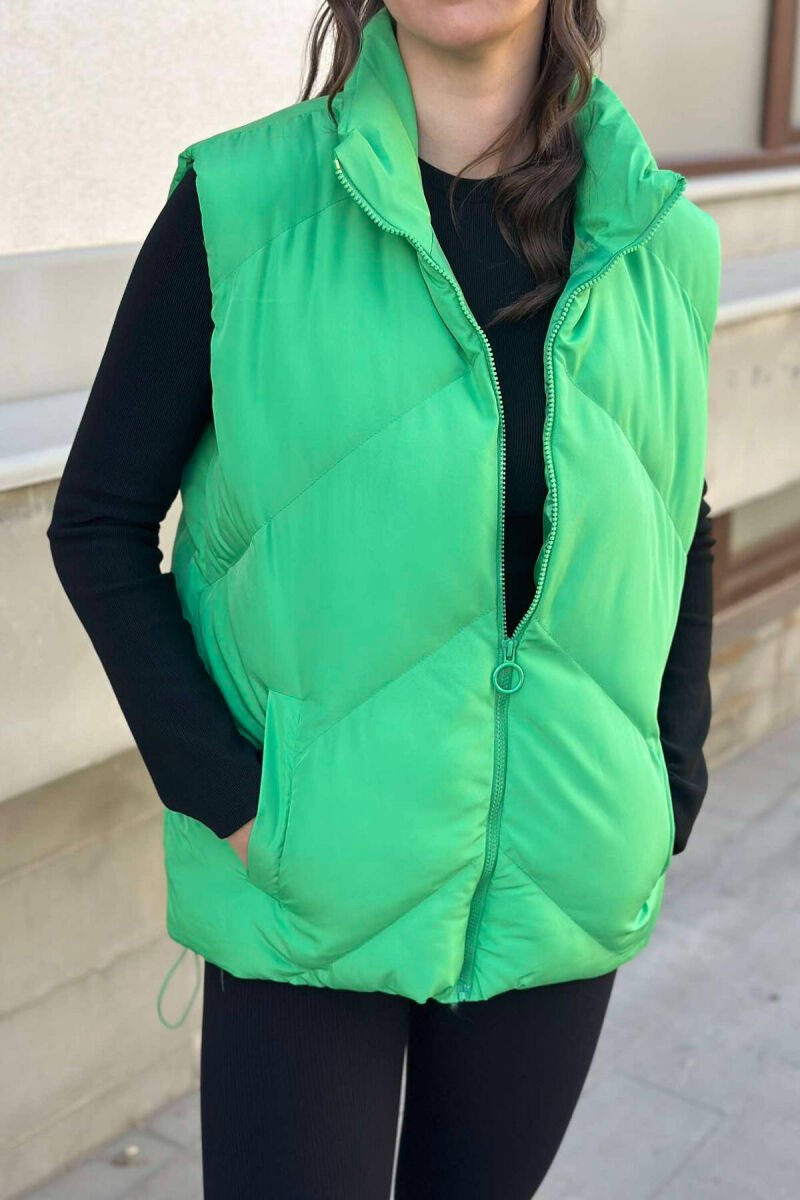 ZIPPER ONE COLOR WOMEN VEST GREEN/JESHILE - 1