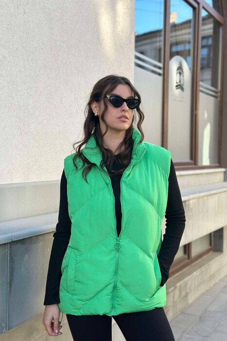 ZIPPER ONE COLOR WOMEN VEST GREEN/JESHILE - 2