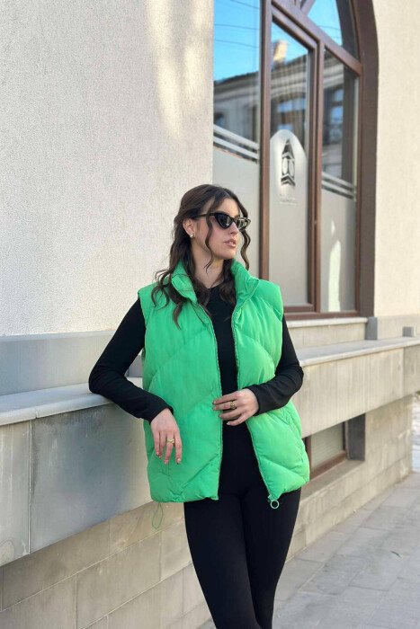 ZIPPER ONE COLOR WOMEN VEST GREEN/JESHILE - 3