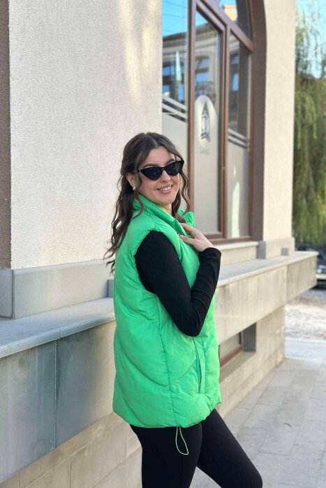 ZIPPER ONE COLOR WOMEN VEST GREEN/JESHILE - 4