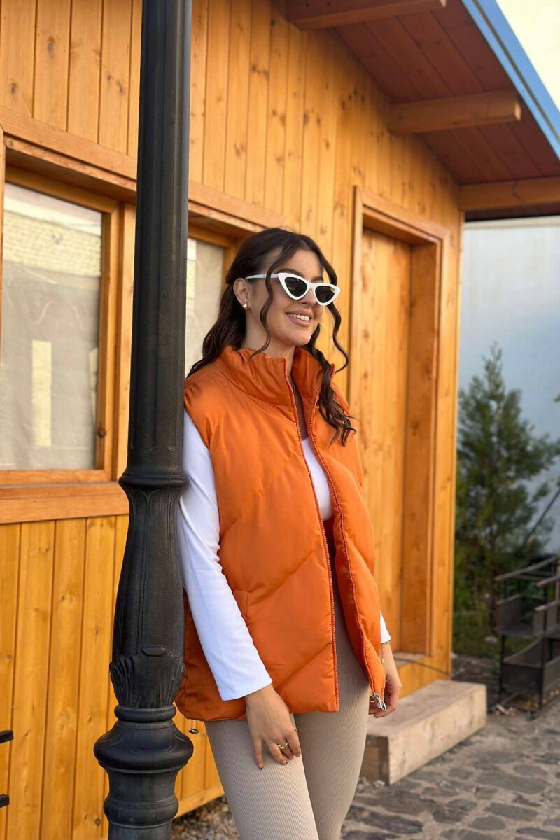 ZIPPER ONE COLOR WOMEN VEST ORANGE/PORTOKALLI - 3