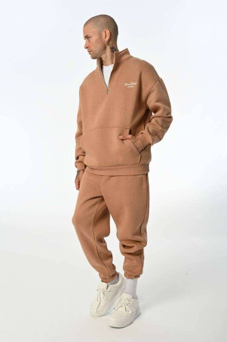 ZIPPERED MEN FLUFFY SET BEIGE/BEZHE - KLAUDIO FASHION