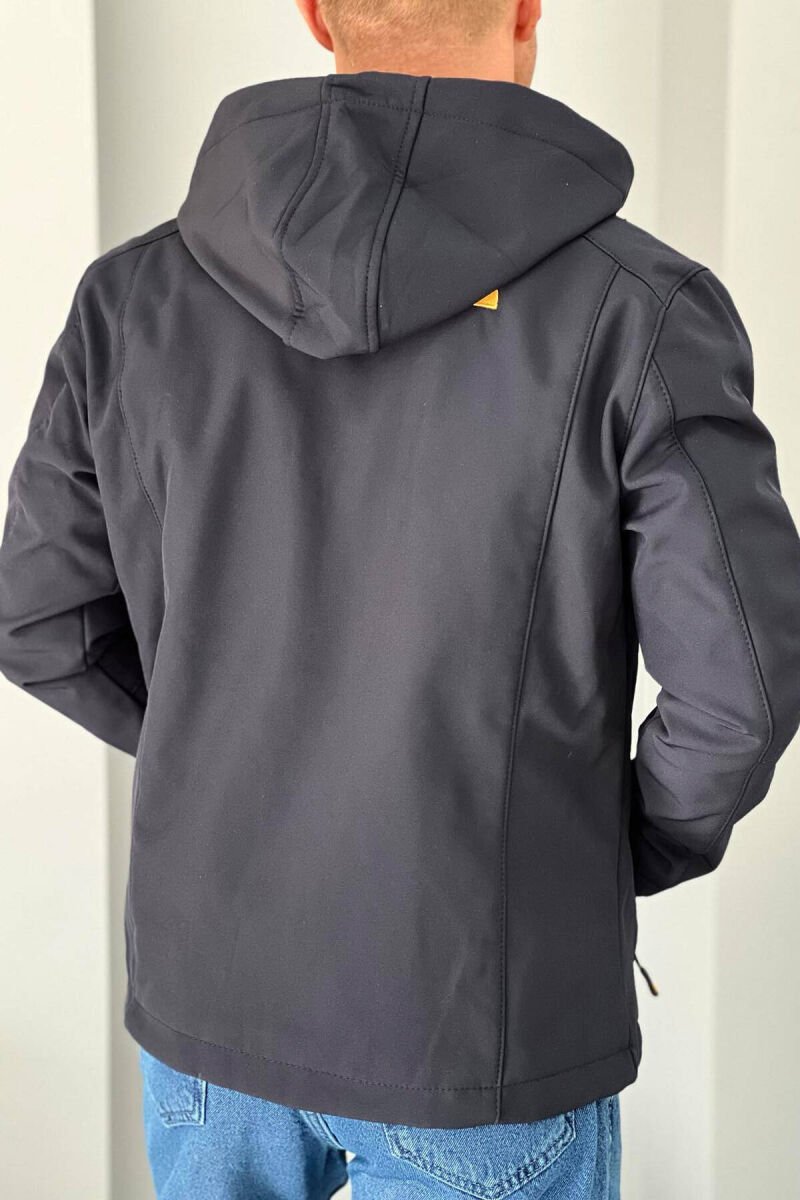 ZIPPERED MEN PUFFER JACKET DARK BLUE/BEE - 2