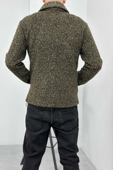 ZIPPERED POCKETS SIMPLE MEN JACKET BROWN/KAFE - 3