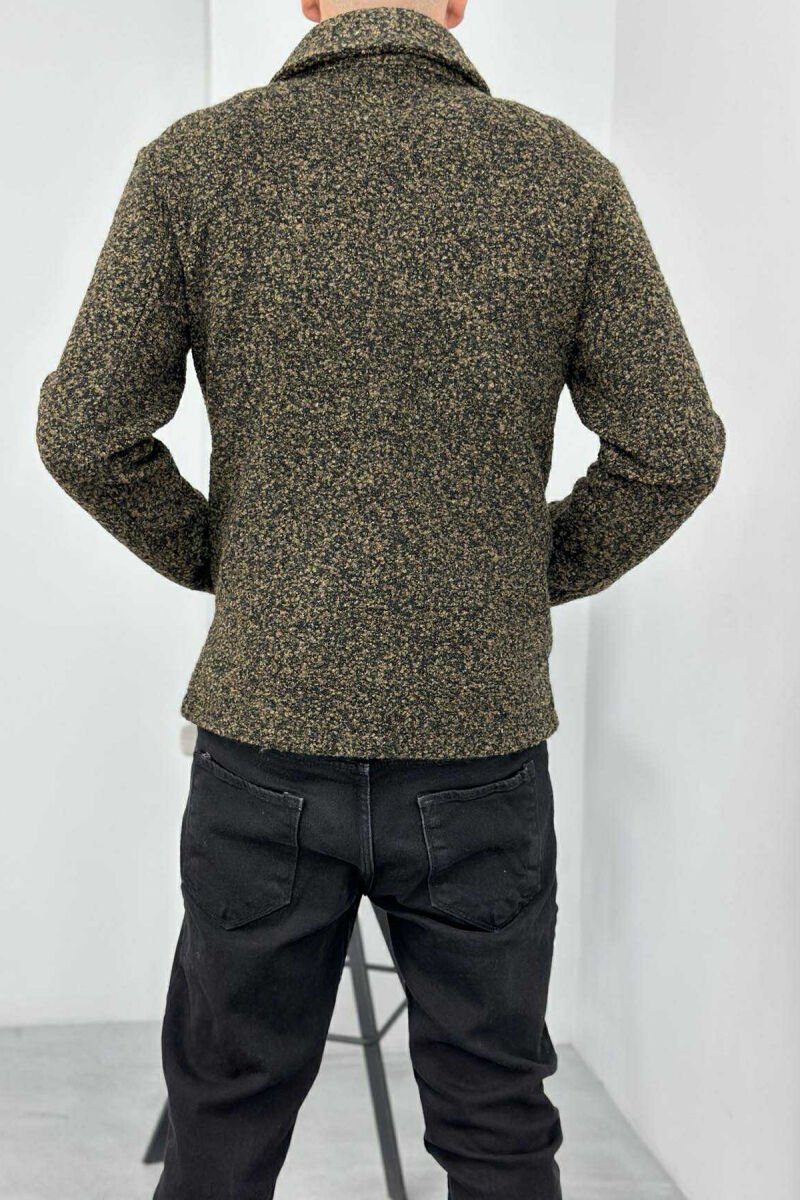 ZIPPERED POCKETS SIMPLE MEN JACKET BROWN/KAFE - 3