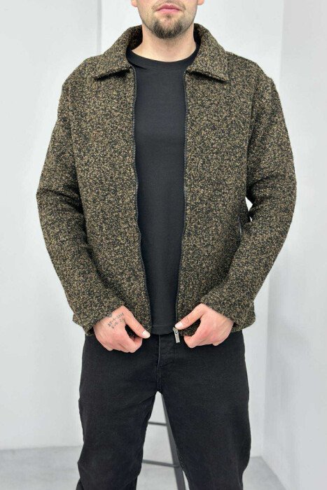 ZIPPERED POCKETS SIMPLE MEN JACKET BROWN/KAFE - 1