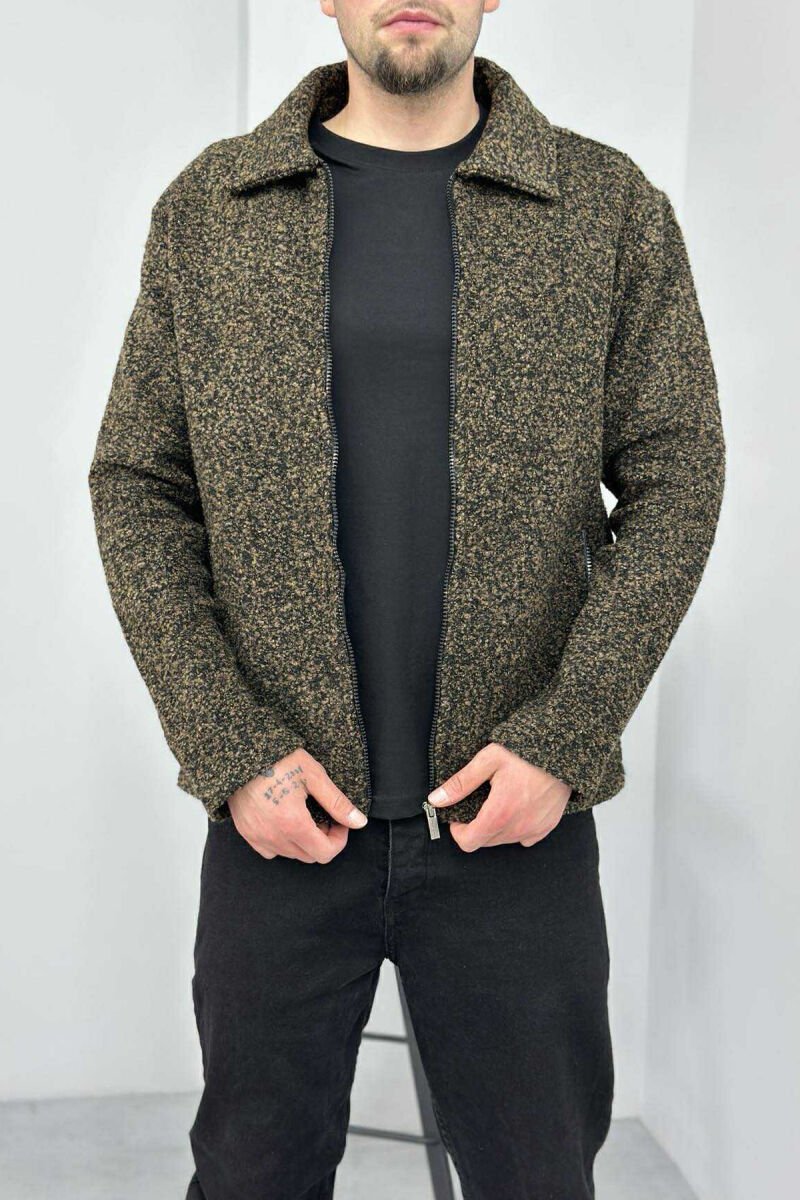 ZIPPERED POCKETS SIMPLE MEN JACKET BROWN/KAFE - 1