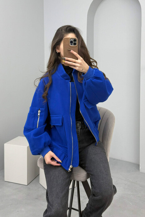ZIPPERED WOMAN JACKET BLUE/BLU - 2