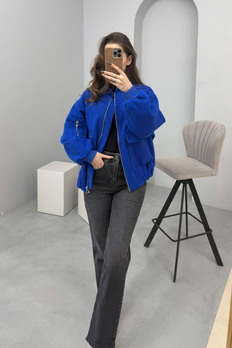 ZIPPERED WOMAN JACKET BLUE/BLU - 3