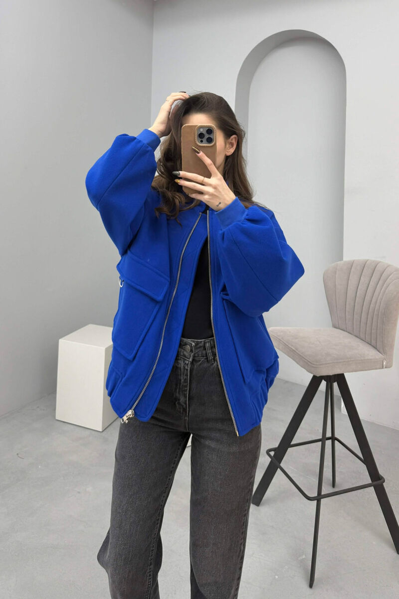 ZIPPERED WOMAN JACKET BLUE/BLU - 4