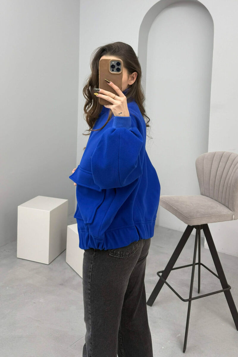 ZIPPERED WOMAN JACKET BLUE/BLU - 5