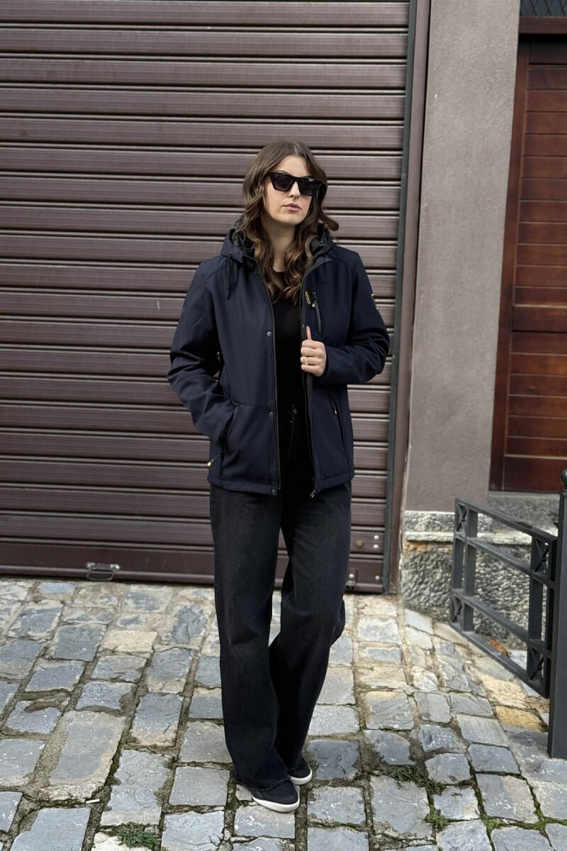 ZIPPERED WOMEN PUFFER JACKET DARK BLUE/BEE - 1