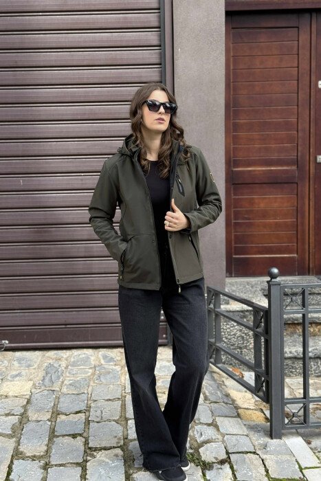 ZIPPERED WOMEN PUFFER JACKET DARK GREEN/JEE - KLAUDIO FASHION