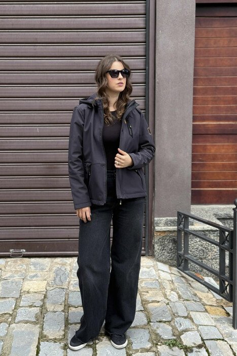 ZIPPERED WOMEN PUFFER JACKET DARK GREY/GEE 